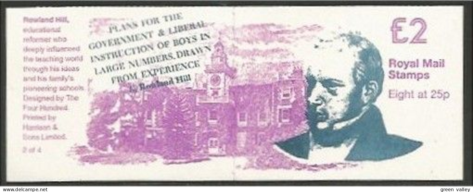 412 G-B Booklet Rowland Hill Pioneering Schools Selvedge At Left (GBB-21) - Rowland Hill