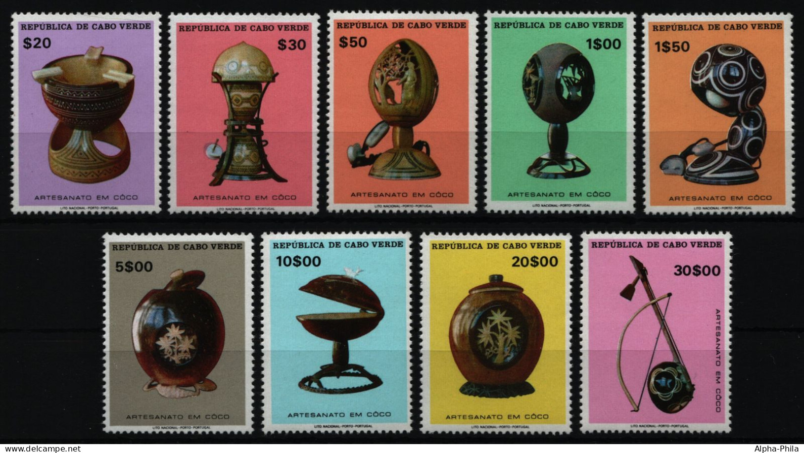 Kap Verde 1977 - Mi-Nr. 382-390 ** - MNH - Kunst Aus Kokosnüssen - Kaapverdische Eilanden