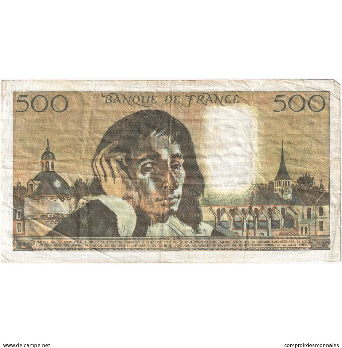 France, 500 Francs, Pascal, 1979, U.107, TB, Fayette:71.20, KM:156e - 500 F 1968-1993 ''Pascal''