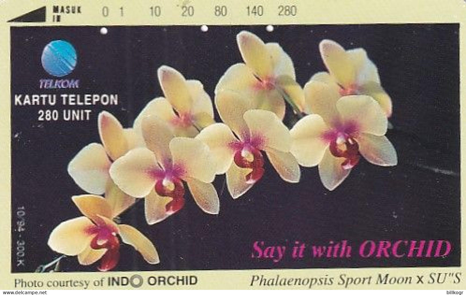 INDONESIA - Orchids/Phalaenopsis Sport Moon, Say It With Orchid, 02/95, Used - Indonesia