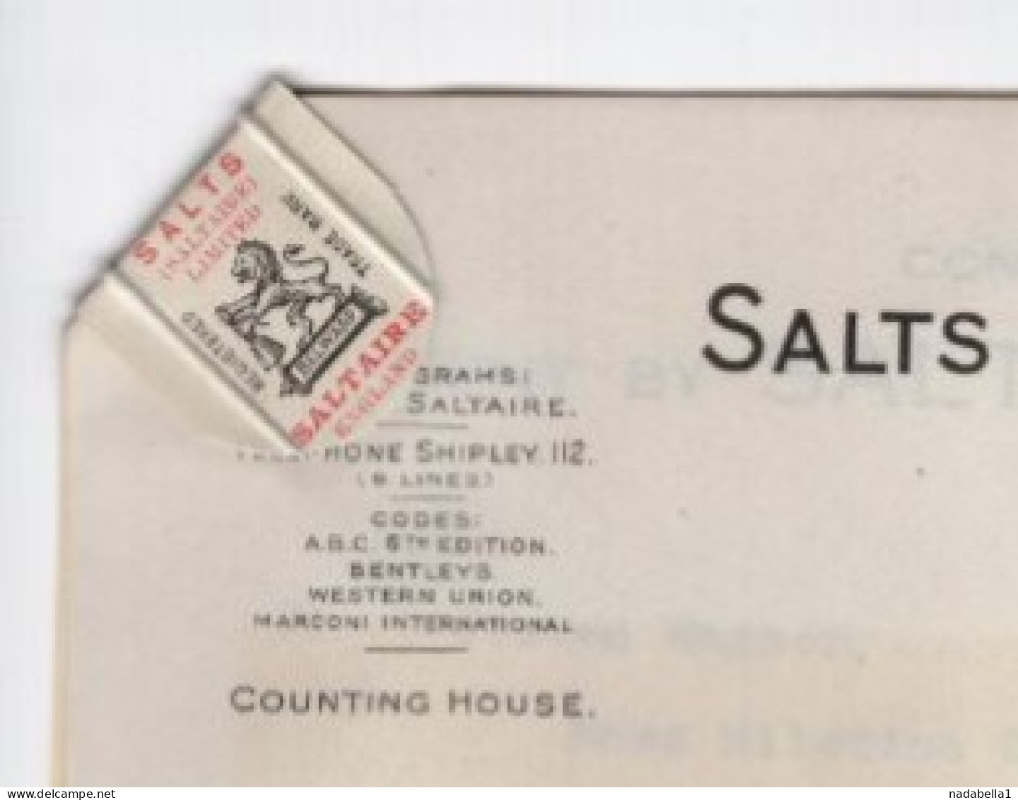 1925.  UNITED KINGDOM,SALTAIRE,SHIPLEY,SALTS LTD. LETTERHEAD,SENT TO SERBIA,TELEGRAM ATTACHED - Reino Unido