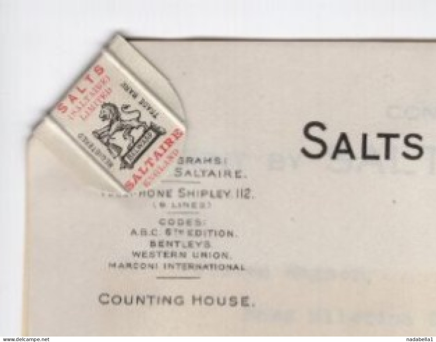 1925.  UNITED KINGDOM,SALTAIRE,SHIPLEY,SALTS LTD. LETTERHEAD,SENT TO SERBIA,TELEGRAM ATTACHED - Verenigd-Koninkrijk