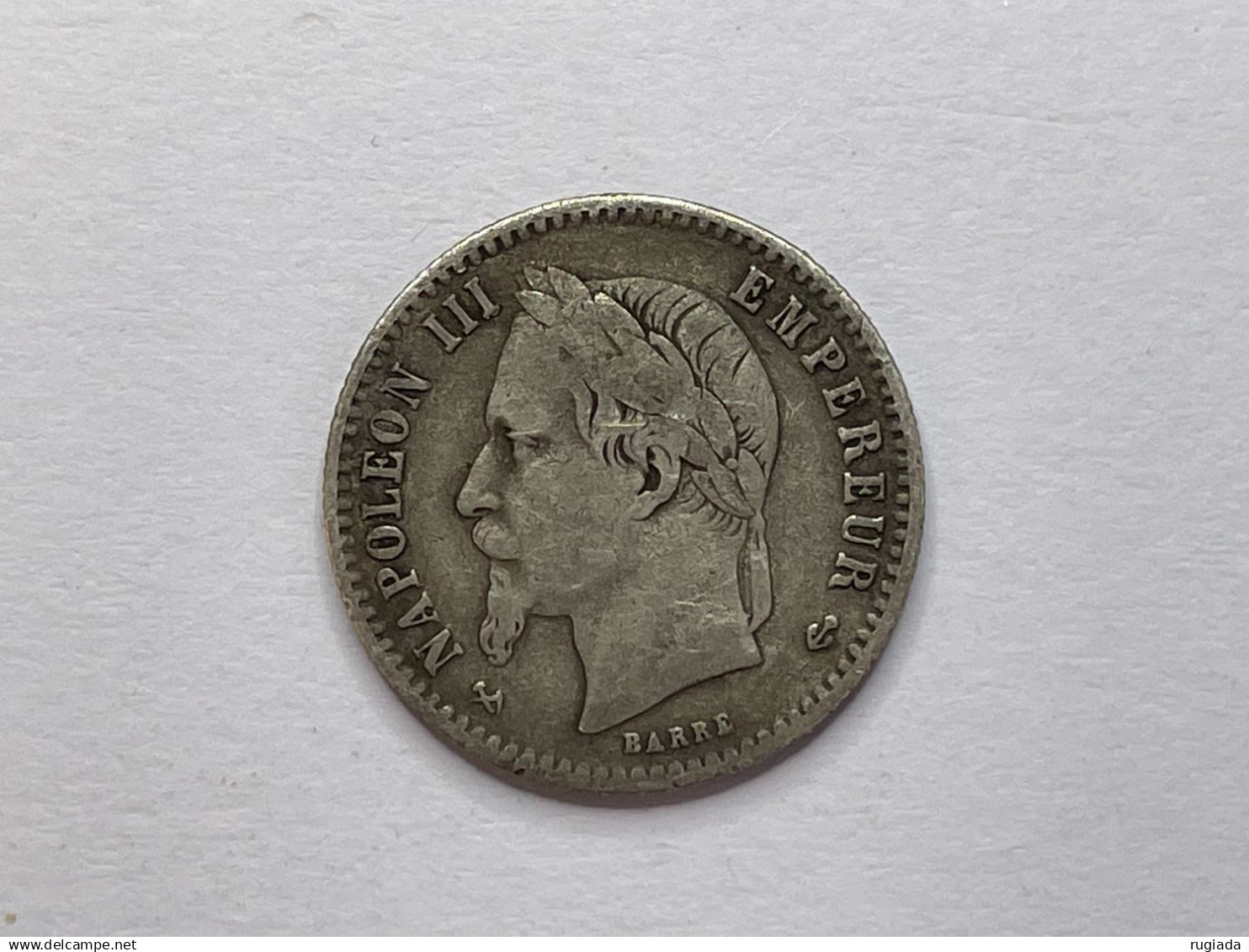 1867 K France 1/2 Franc/50 Centimes Napoleon III Silver .835, Fine - 50 Centimes