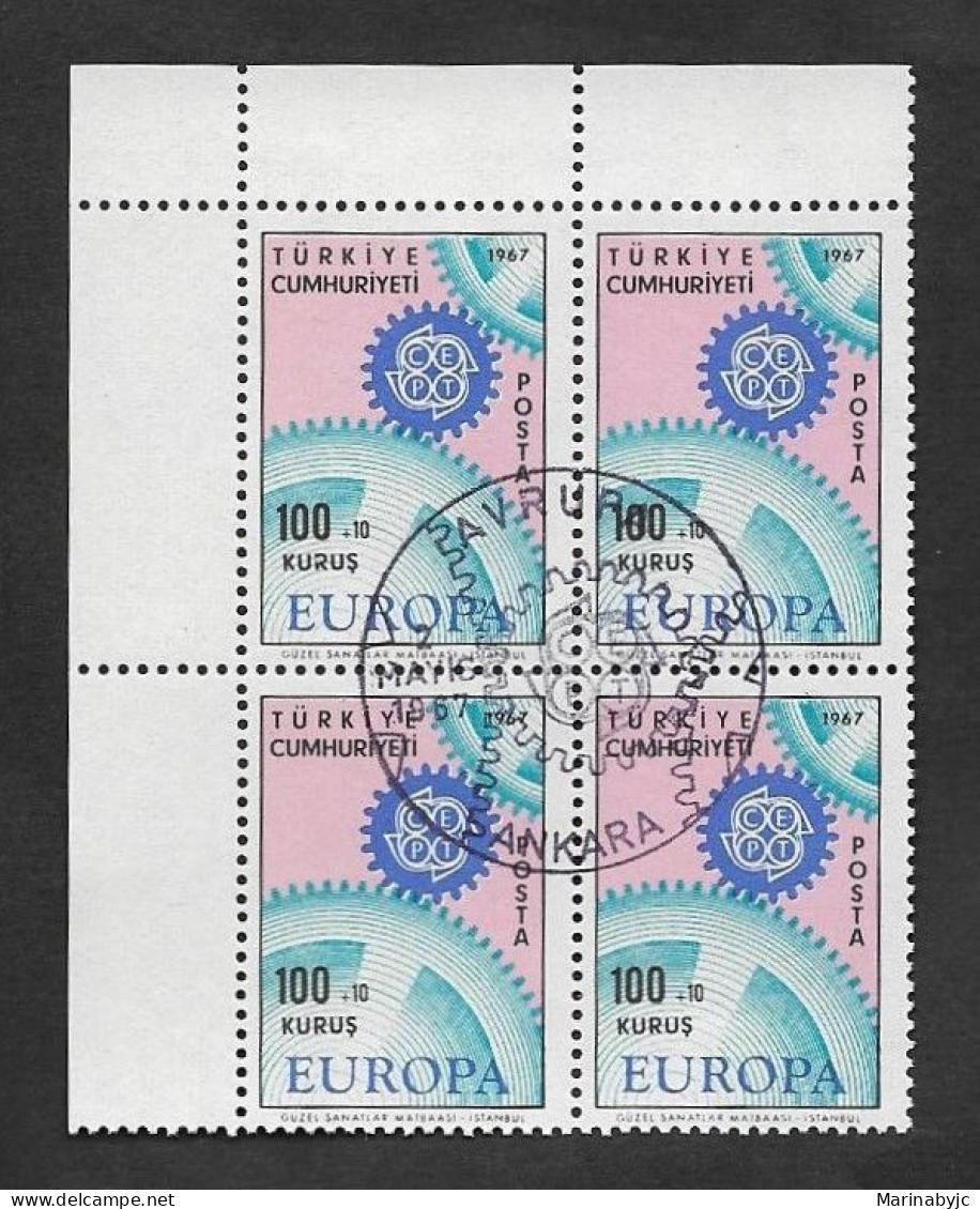 SE)1967 TURKEY, FROM THE EUROPA CEPT ISSUE SERIES, PIECES, B/4 CTO - 1934-39 Sandjak D'Alexandrette & Hatay