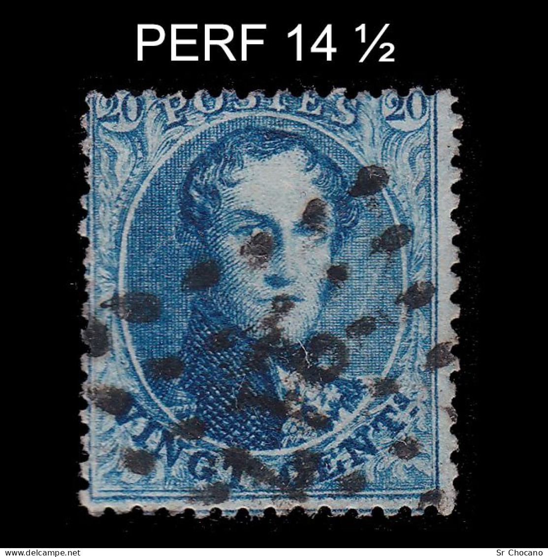 BELGIUM.1865.K. Leopold I.20c.YVERT 15B.CANCEL 217.PERF 14 ½ - 1863-1864 Médaillons (13/16)