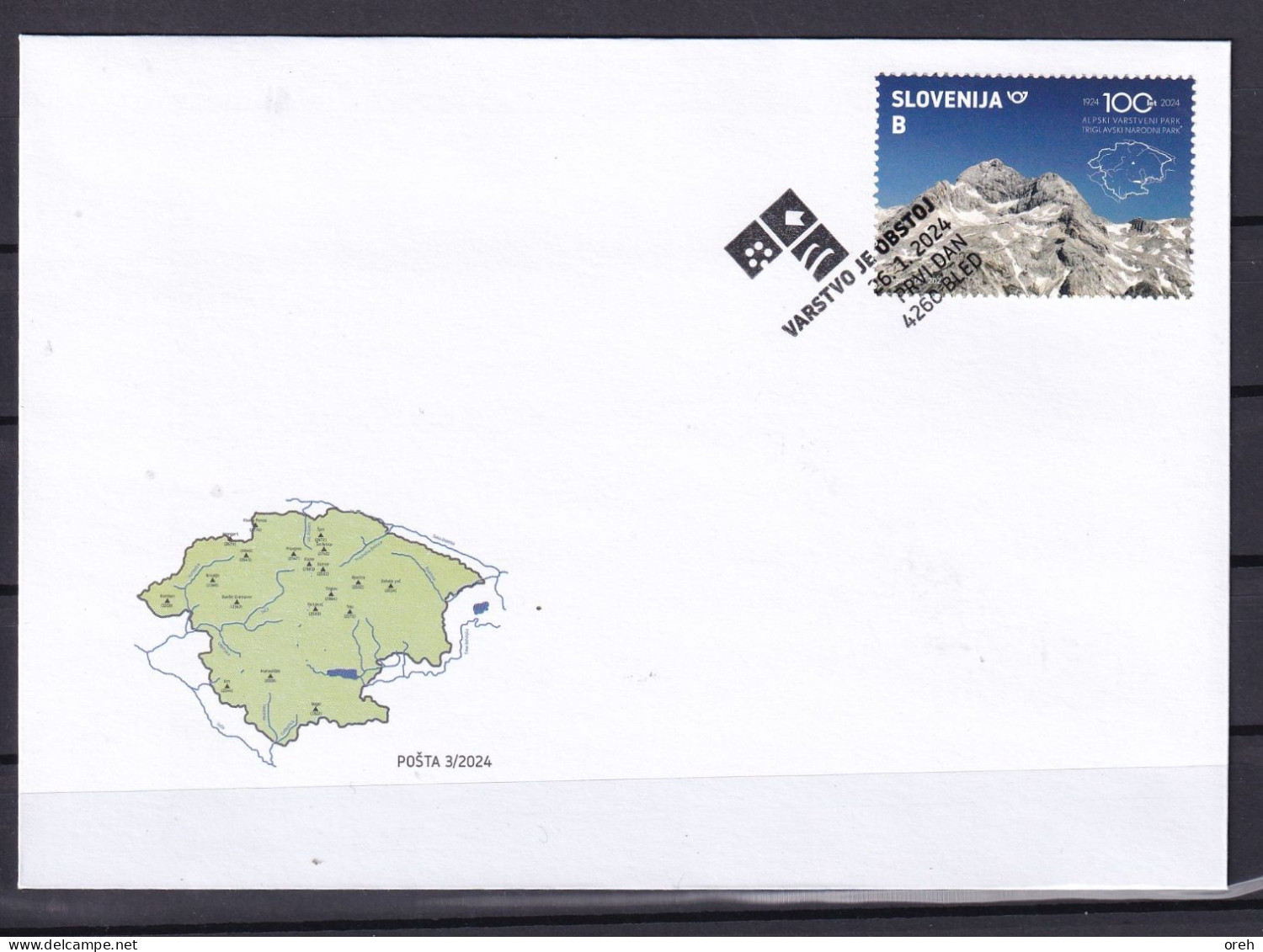 SLOVENIA  2024,100 YEARS OF THE TRIGLAV NATIONAL PARK,MOUNTAIN,NATUR,FDC - Slovénie