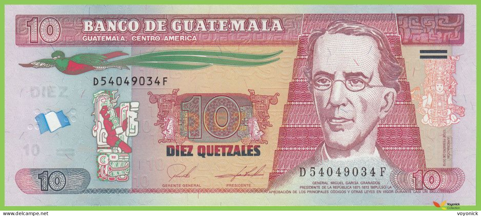 Voyo GUATEMALA 10 Quetzales 2019 P123Ag B606j D-F UNC - Guatemala