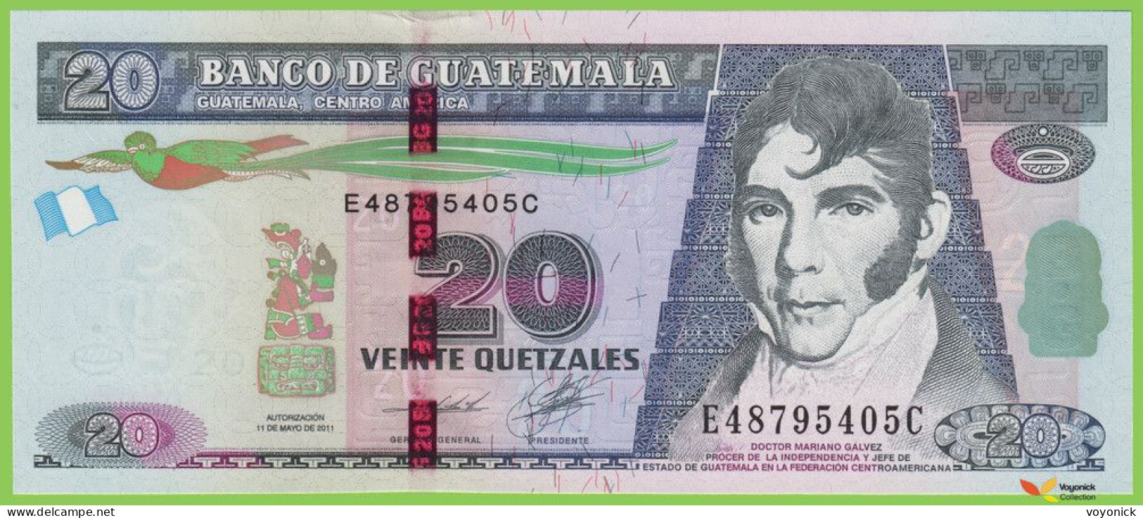 Voyo GUATEMALA 20 Quetzales 2011 P124b B607b E-C UNC - Guatemala