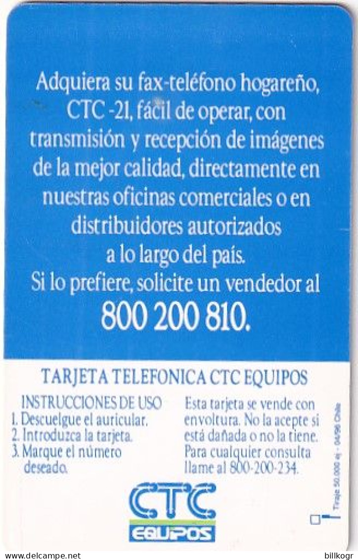 CHILE - Fax CTC 21, Tirage %50000, 04/96, Used - Chili