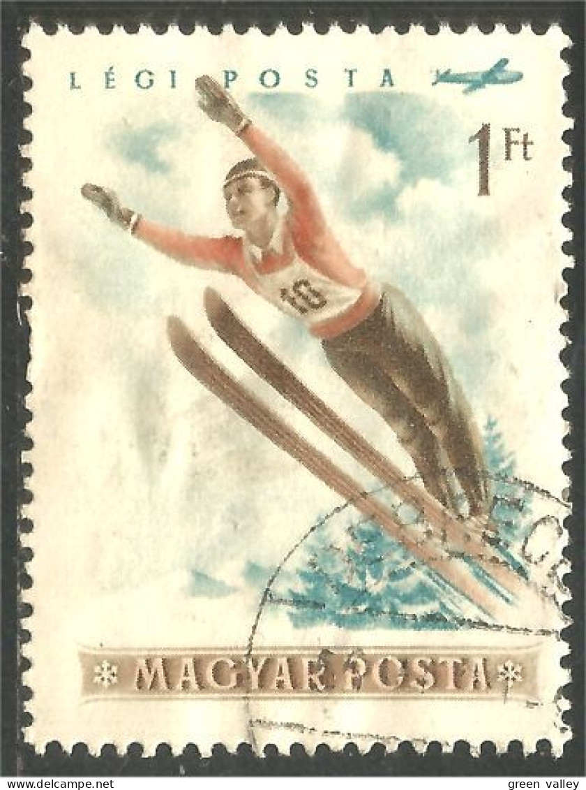 494 Hongrie 1947 Avion Airmail Saut Ski Jump (HON-400) - Usati