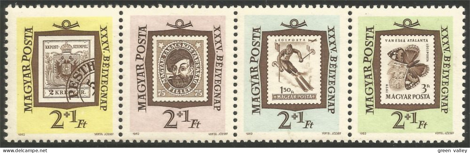 494 Hongrie 1962 Stamp Day Se-tenant Strip MNH ** Neuf SC (HON-341) - Tag Der Briefmarke