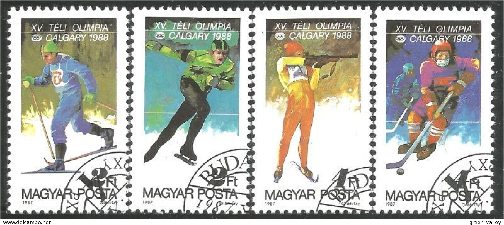 494 Hongrie Jeux Calgary 1988 Winter Games Ski Biathlon Patinage Skating Hockey Bobsled Skiing (HON-173a) - Used Stamps