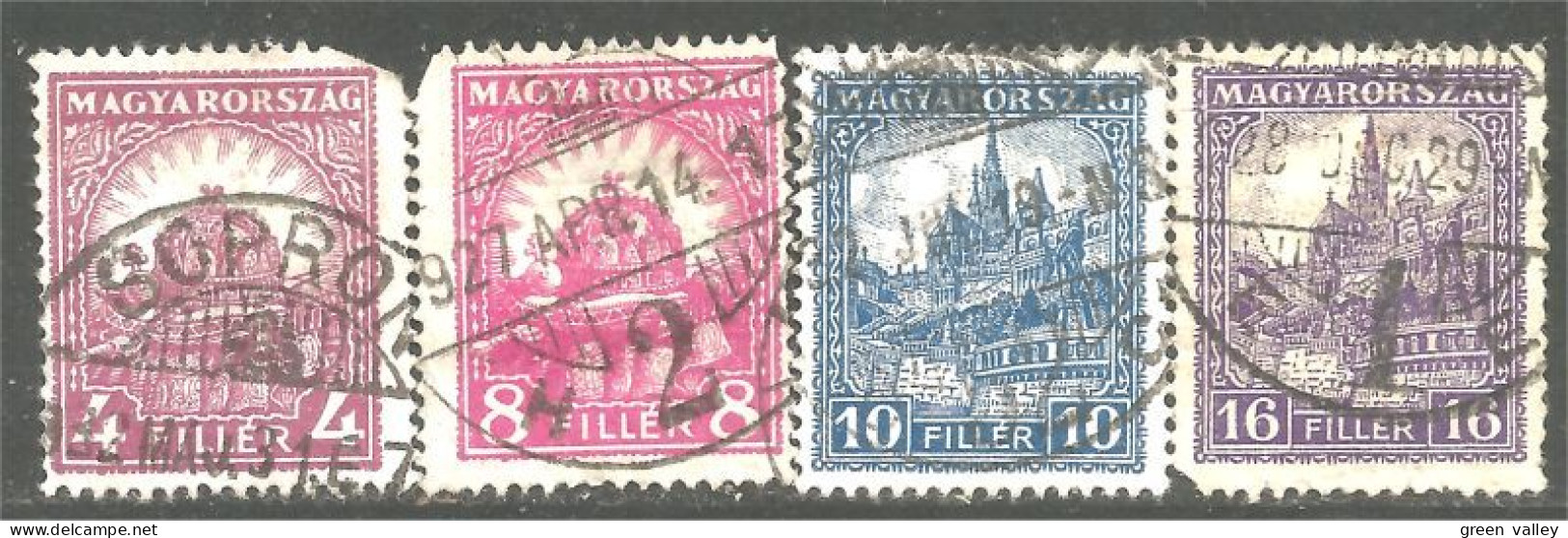 494 Hongrie 1926 Couronne St Étienne Crown St Stephen Cathédrale Matthias Cathedral 4 Differents (HON-136) - Used Stamps