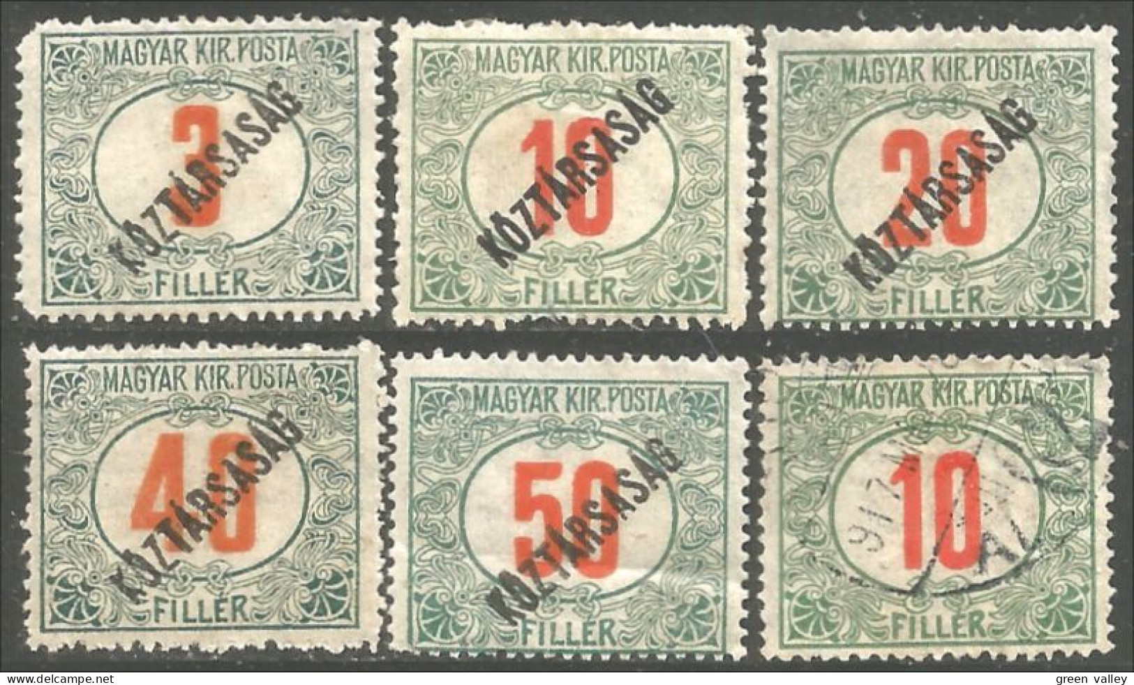 494 Hongrie 1918 Taxe Postage Due 5 Differents (5 MH * Neuf) (HON-140) - Portomarken