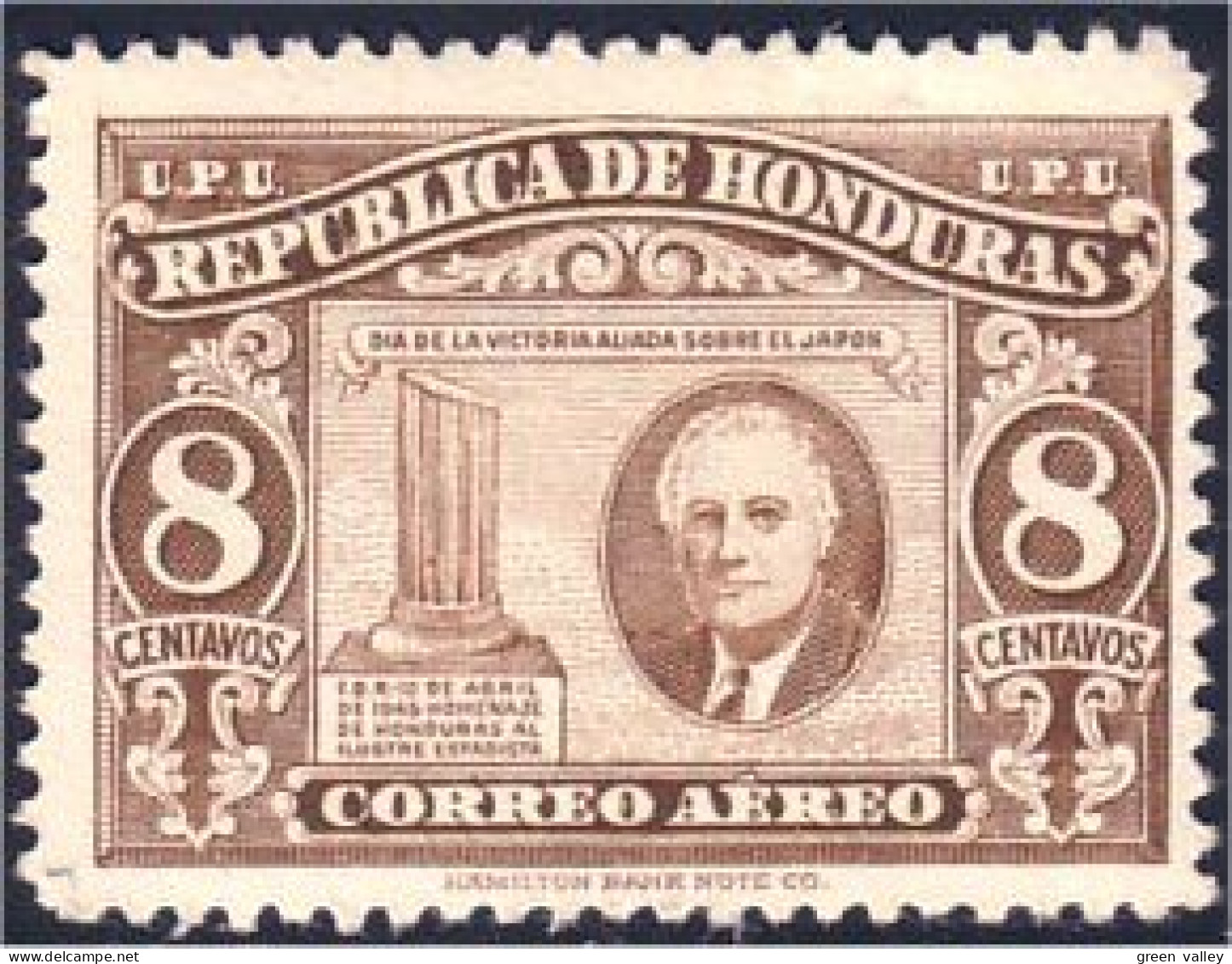 492 Honduras Roosevelt MH * Neuf CH (HND-22) - Honduras