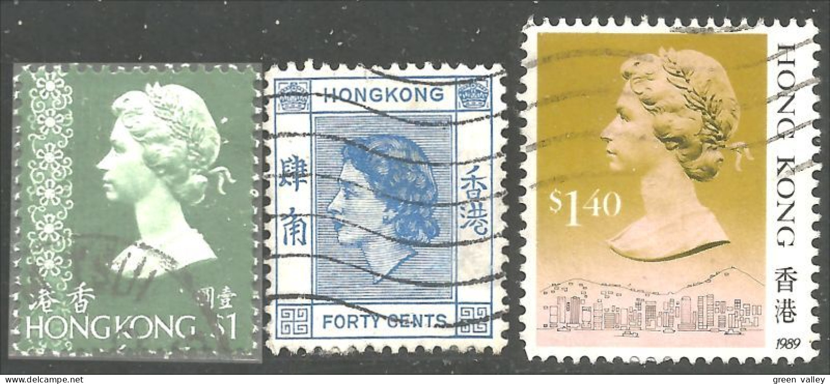 490 Hong Kong  Queen 3 Stamps (HKG-42) - Gebruikt