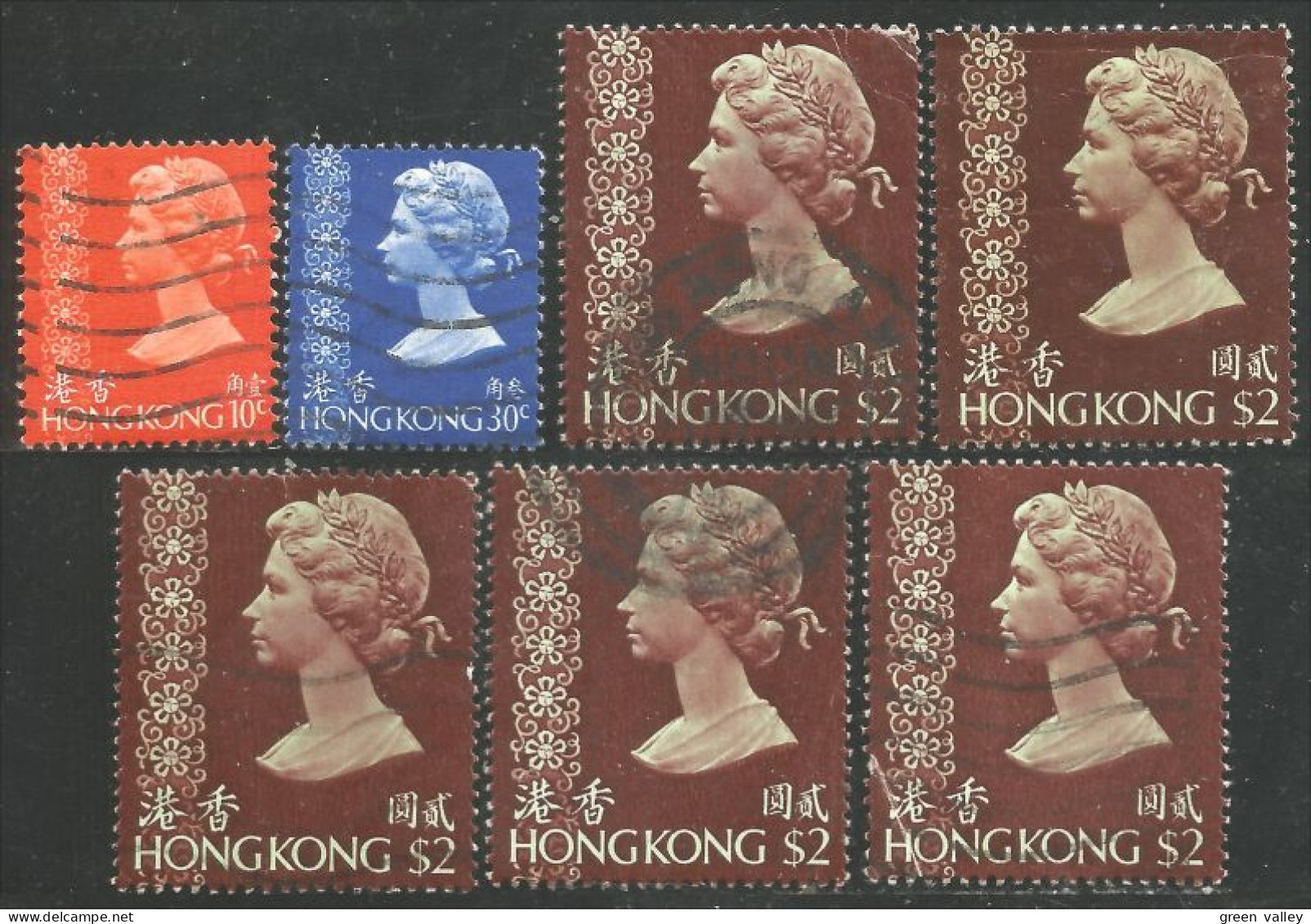 490 Hong Kong 7 Definitives Including 5 Large $2 Stamps (HKG-40) - Autres & Non Classés