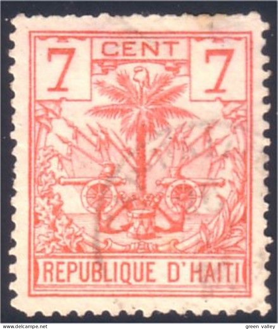 478 Haiti 7c Orange Perf 13 Armoiries Coat Of Arms (HAI-31) - Timbres