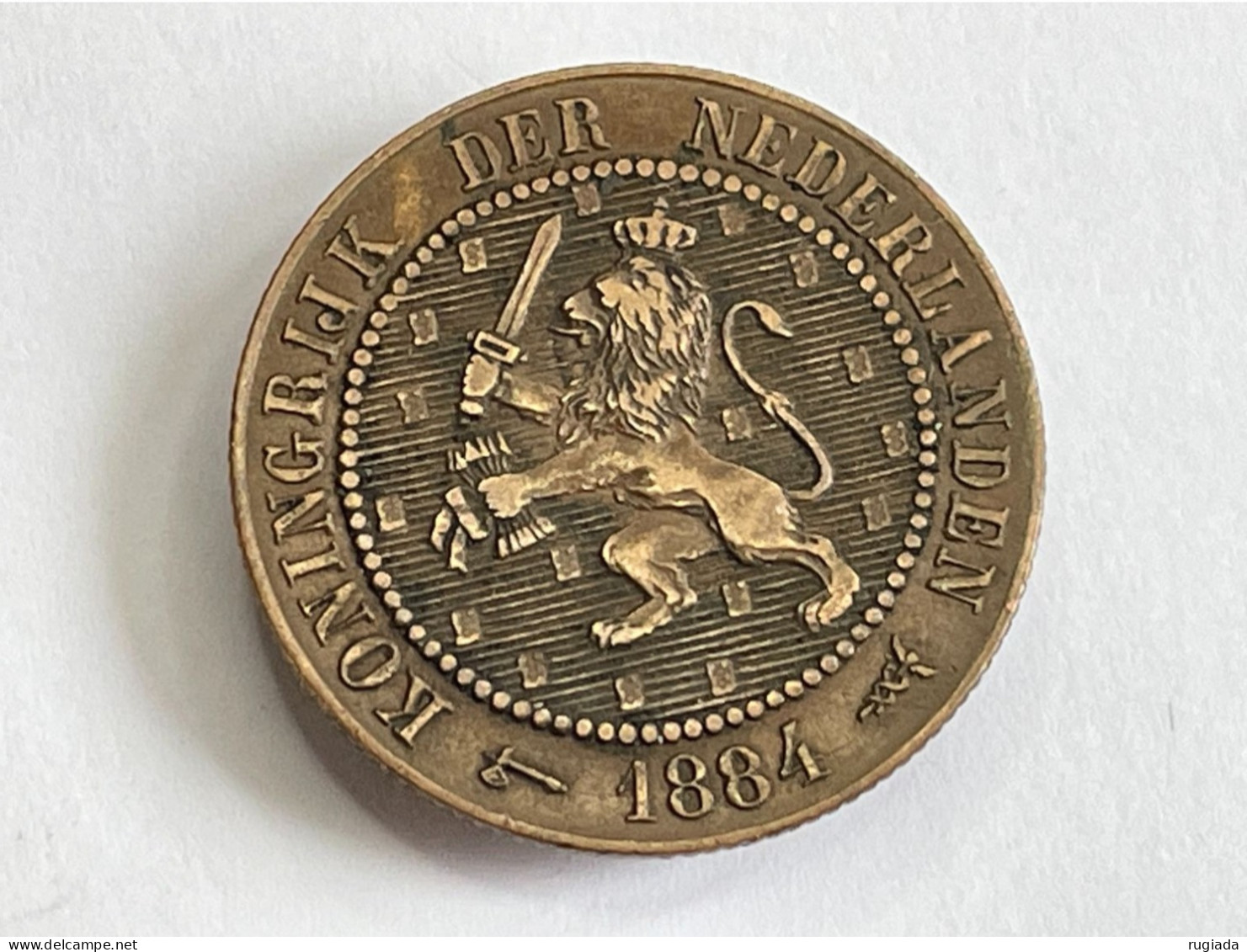 1884 Netherlands 2.5 Cent Bronze Coin, VF Very Fine - 1849-1890: Willem III.