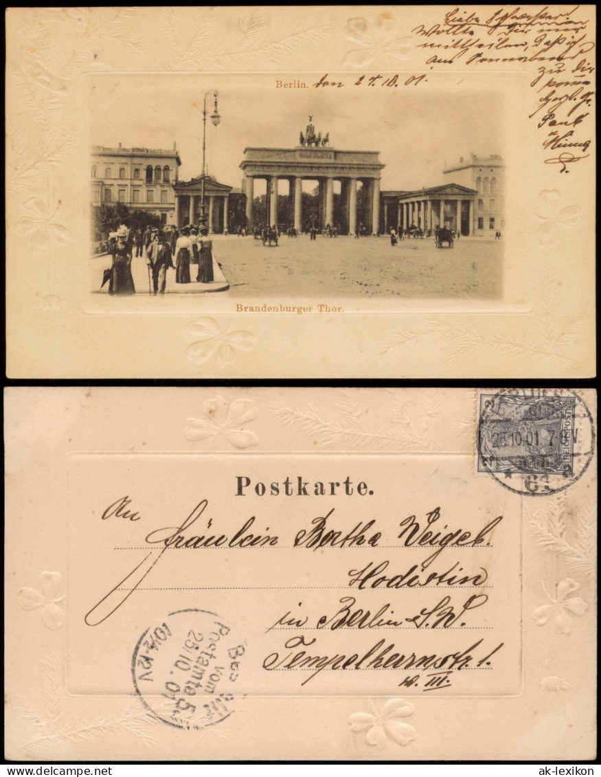 Ansichtskarte Mitte-Berlin Brandenburger Tor 1901 Prägekarte - Porte De Brandebourg