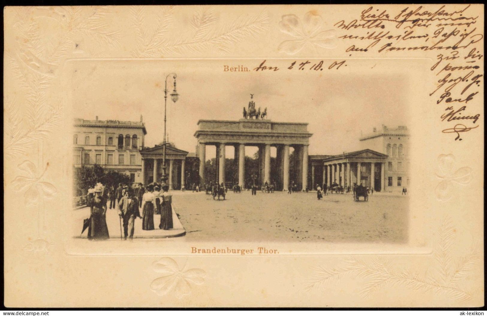 Ansichtskarte Mitte-Berlin Brandenburger Tor 1901 Prägekarte - Porte De Brandebourg