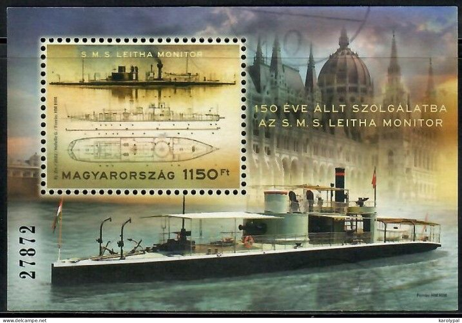 Hungary, 2022, Used,   Launching Of SMS Leitha Monitor, 150th Anniversary , Bl. Nr.474 A - Usados