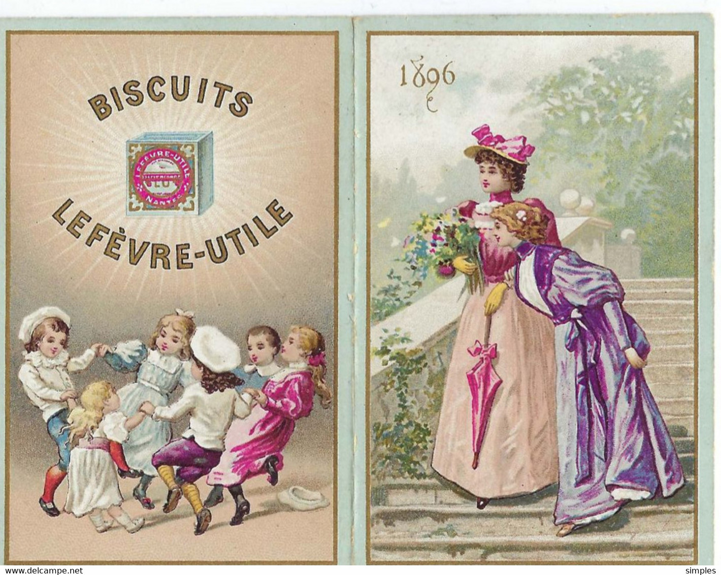 1896 Calendrier Biscuits LEFEVRE UTILE -LU - - Kleinformat : ...-1900