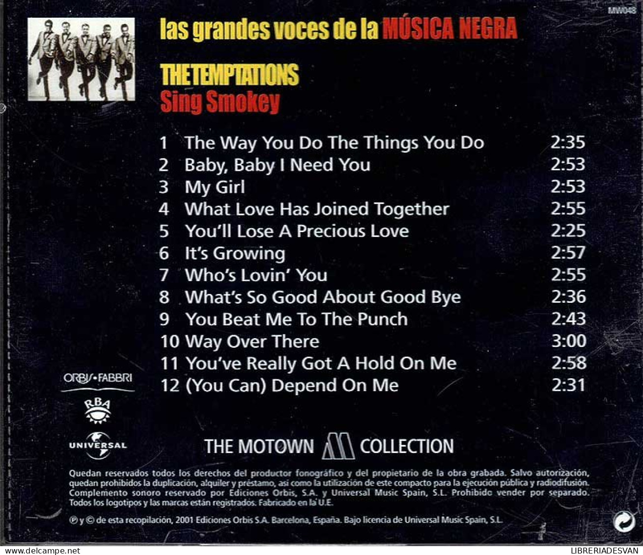 Las Grandes Voces De La Música Negra. The Temptations - Sing Smokey. CD - Jazz