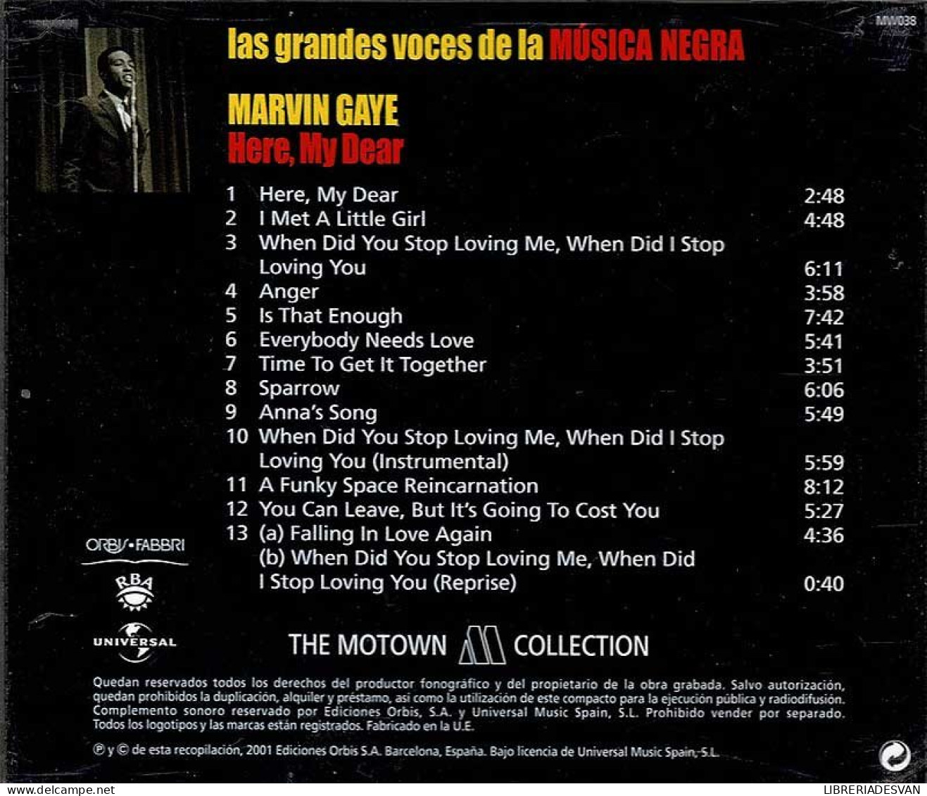 Las Grandes Voces De La Música Negra. Marvin Gaye - Here, My Dear. CD - Jazz