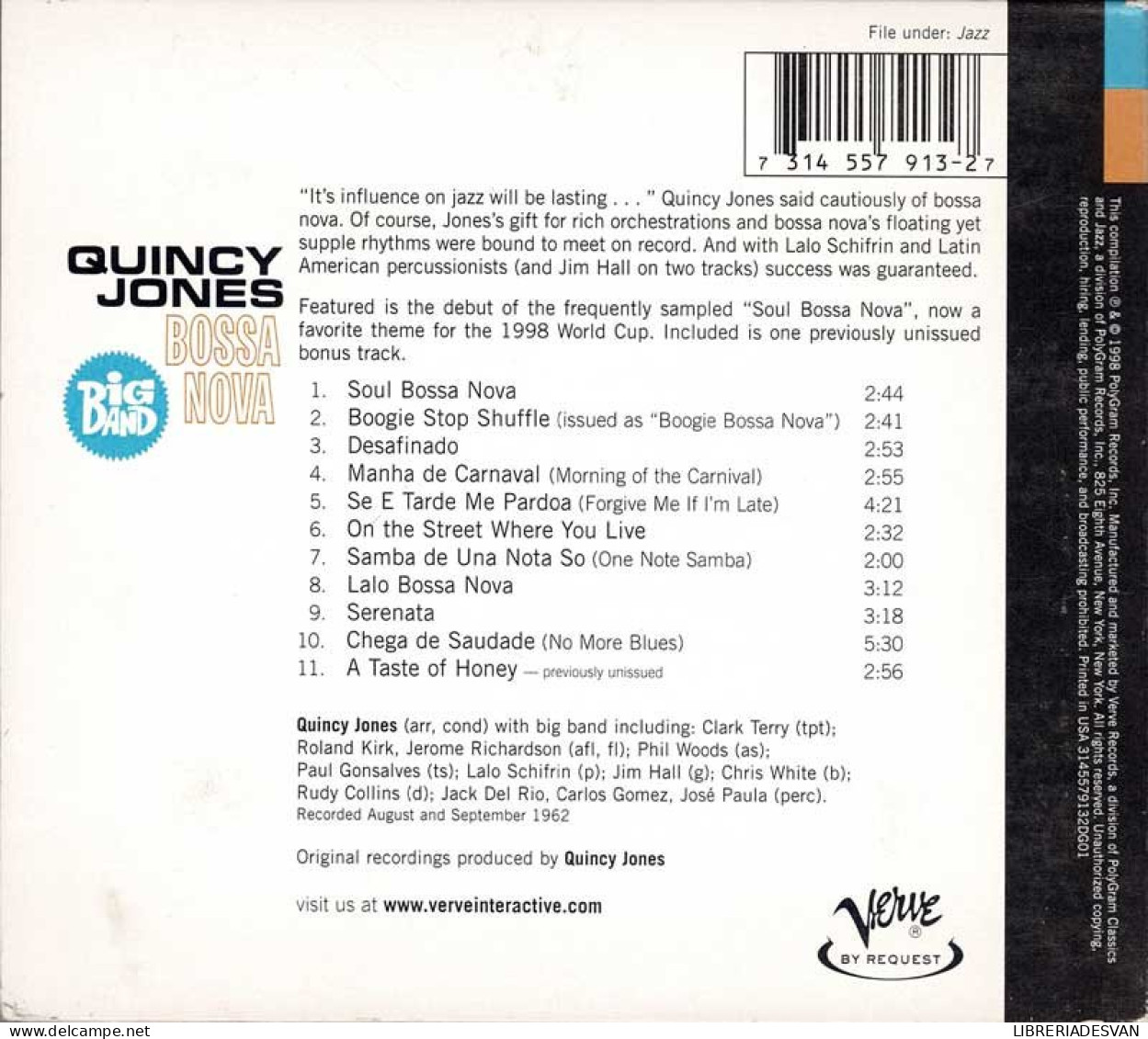 Quincy Jones And His Orchestra - Big Band Bossa Nova. CD - Jazz