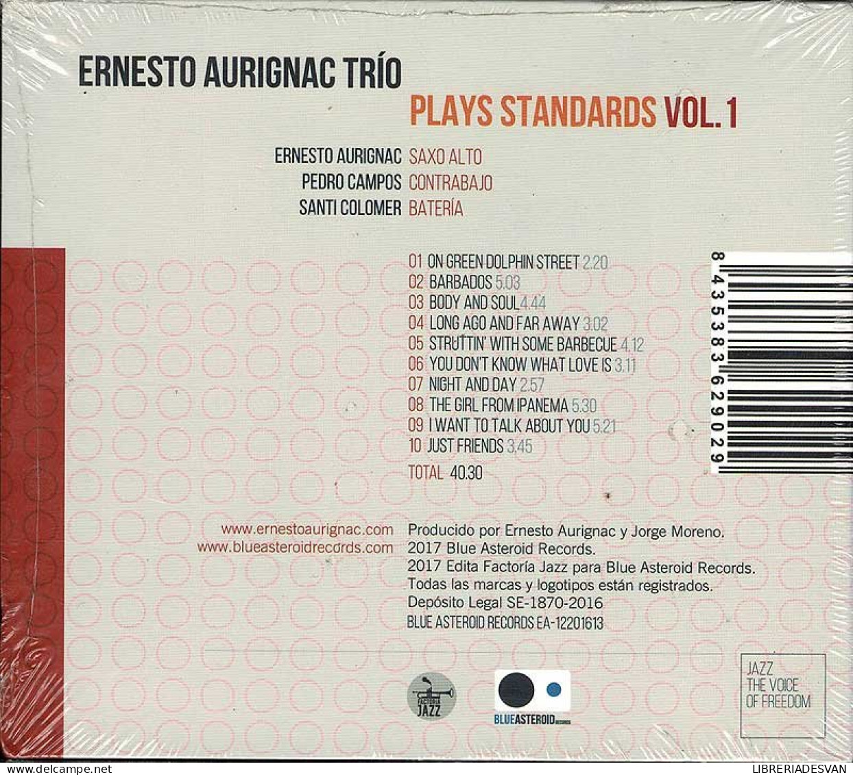 Ernesto Aurignac Trío - Plays Standars Vol. 1. CD - Jazz