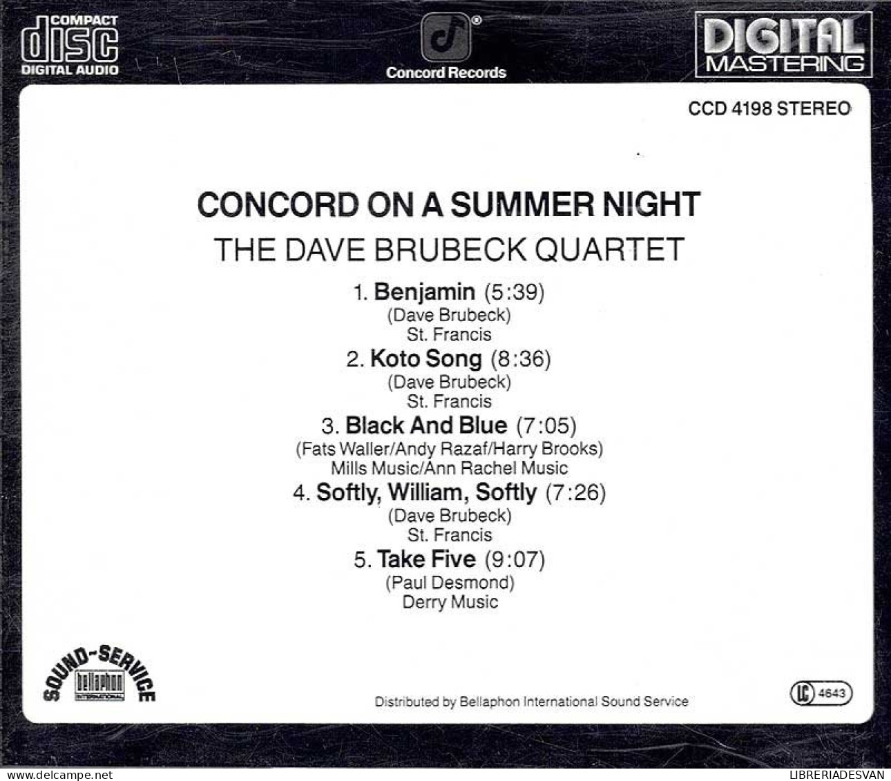 The Dave Brubeck Quartet - Concord On A Summer Night. CD - Jazz