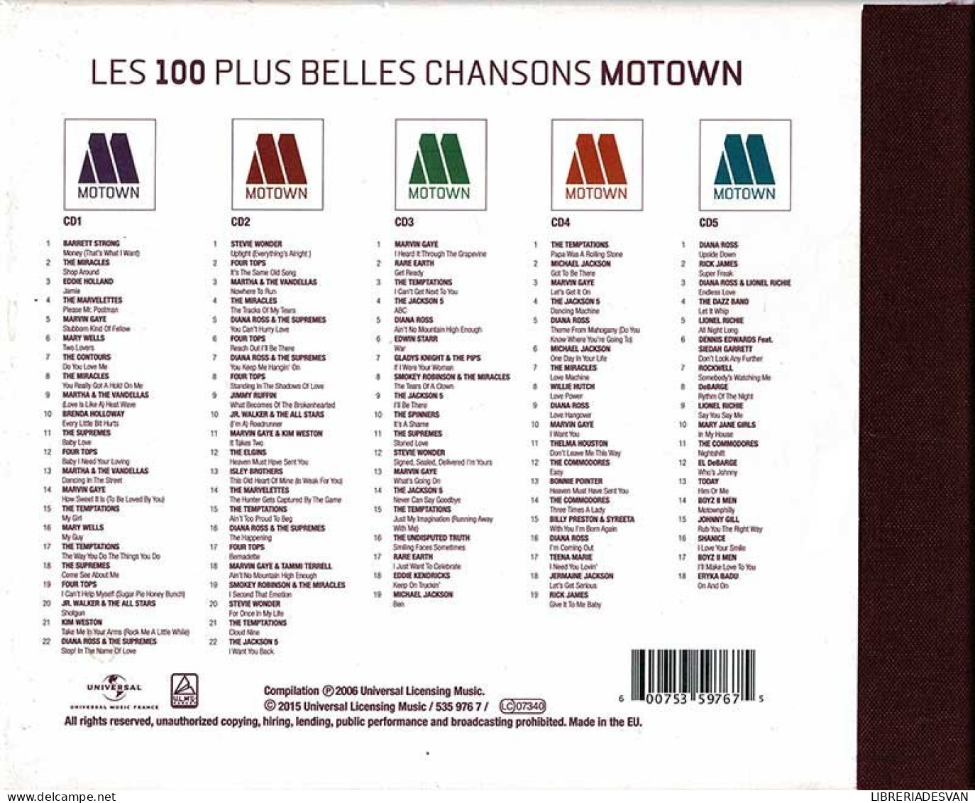 Motown. Les 100 Plus Belles Chansons. 5 X CD - Jazz