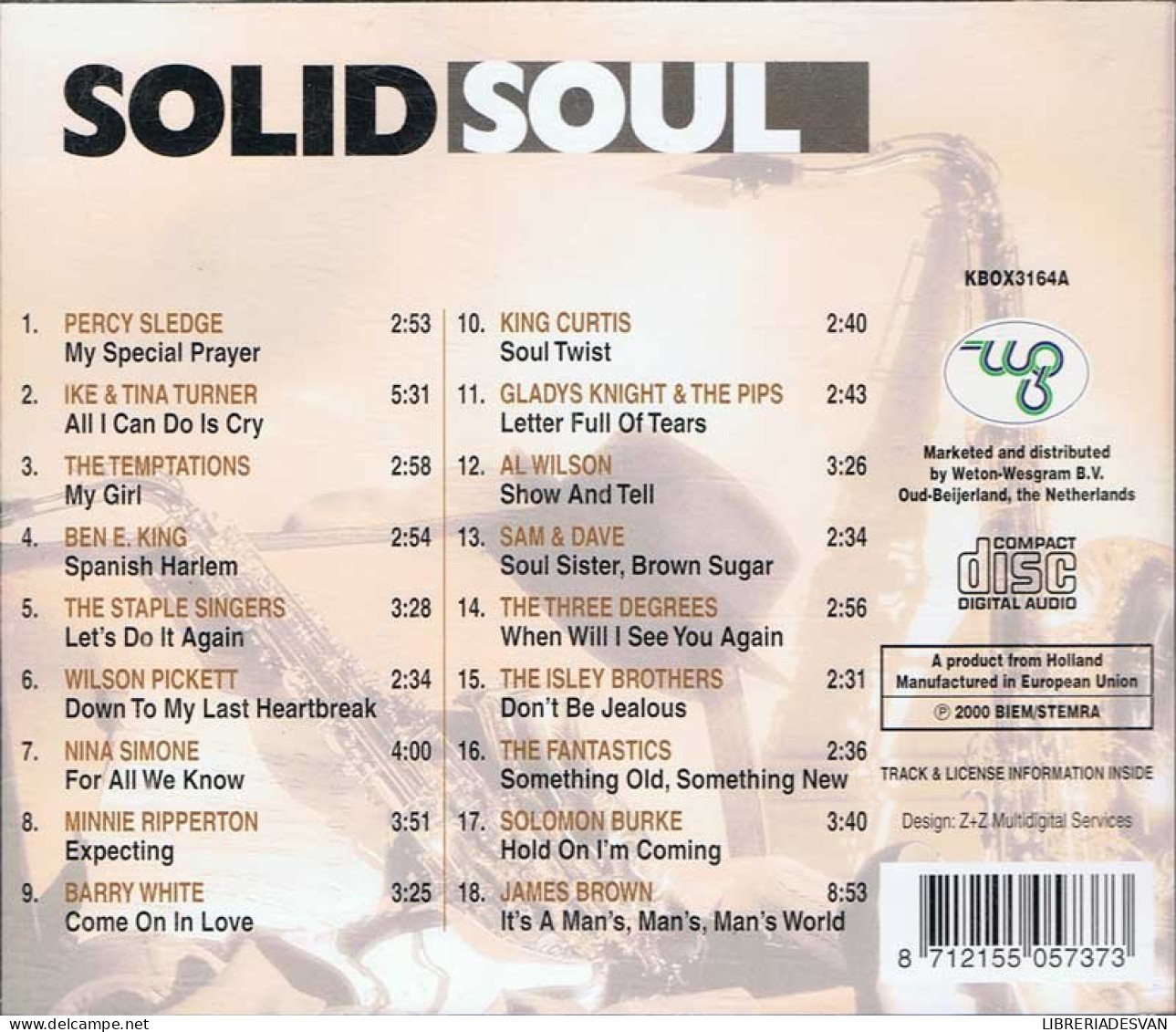 Solid Soul. Percy Sledge. Ike & Tina Turner. Barry White. James Brown, Etc. CD - Jazz