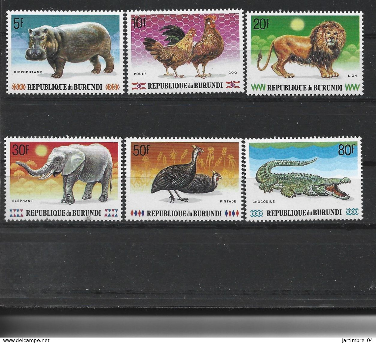 1991 BURUNDI 944-49** Animaux, Poule, Lion, éléphant, Hippopotame - Unused Stamps