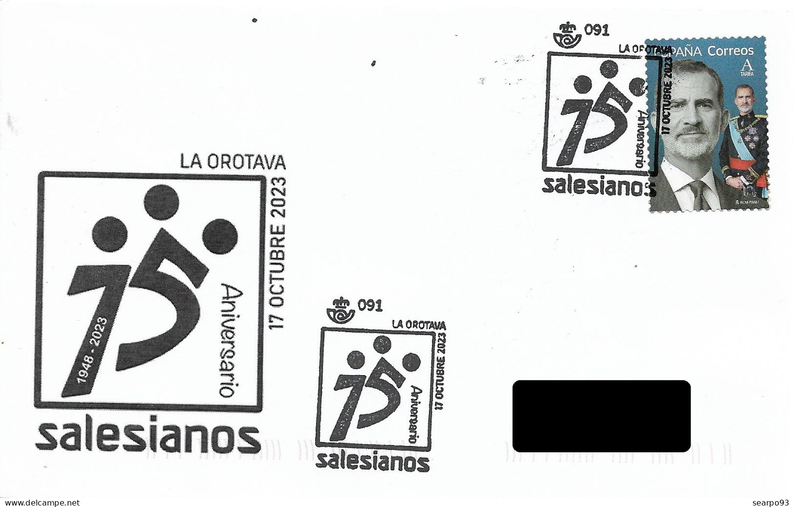 SPAIN. POSTMARK. 75th ANNIV. SALESIANOS. LA OROTAVA. 2023 - Altri & Non Classificati