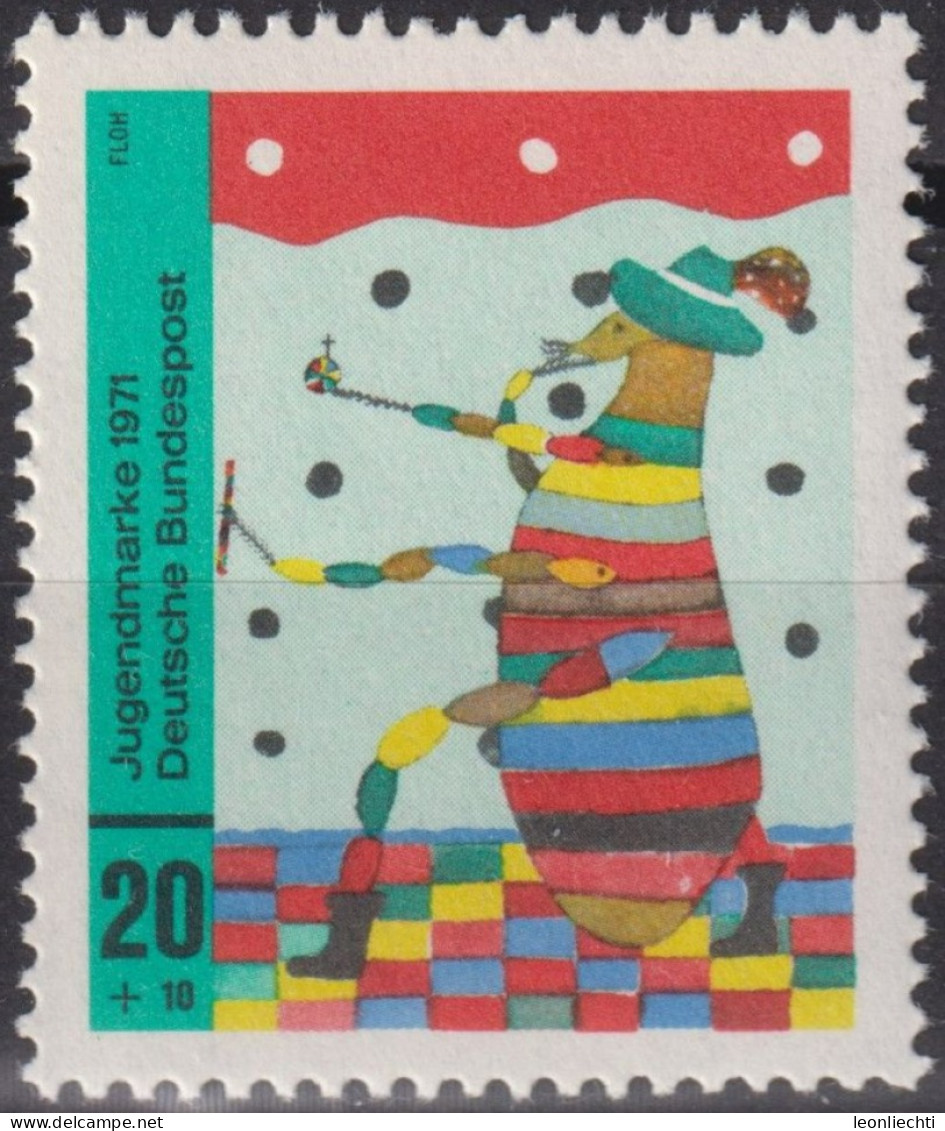 1971 Deutschland > BRD, ** Mi:DE 661, Sn:DE B469, Yt:DE 525, Floh, Kinderzeichnungen - Fairy Tales, Popular Stories & Legends