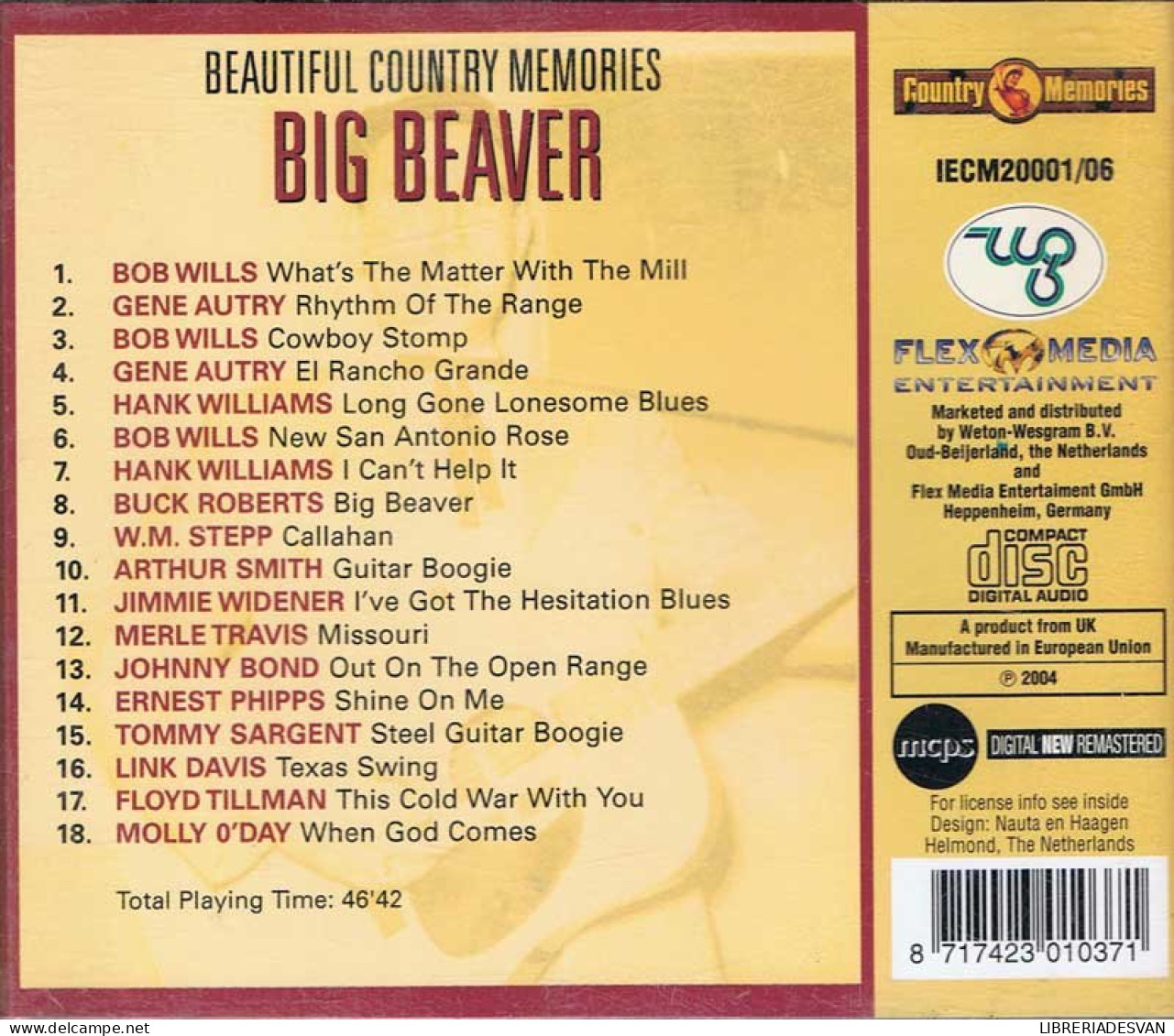 Big Beaver. Country Memories. CD - Country & Folk