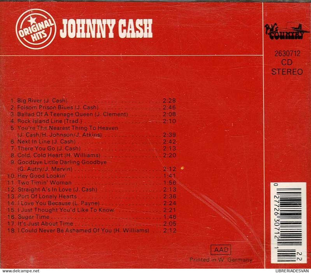 Johnny Cash - 18 Original Hits. CD - Country Et Folk