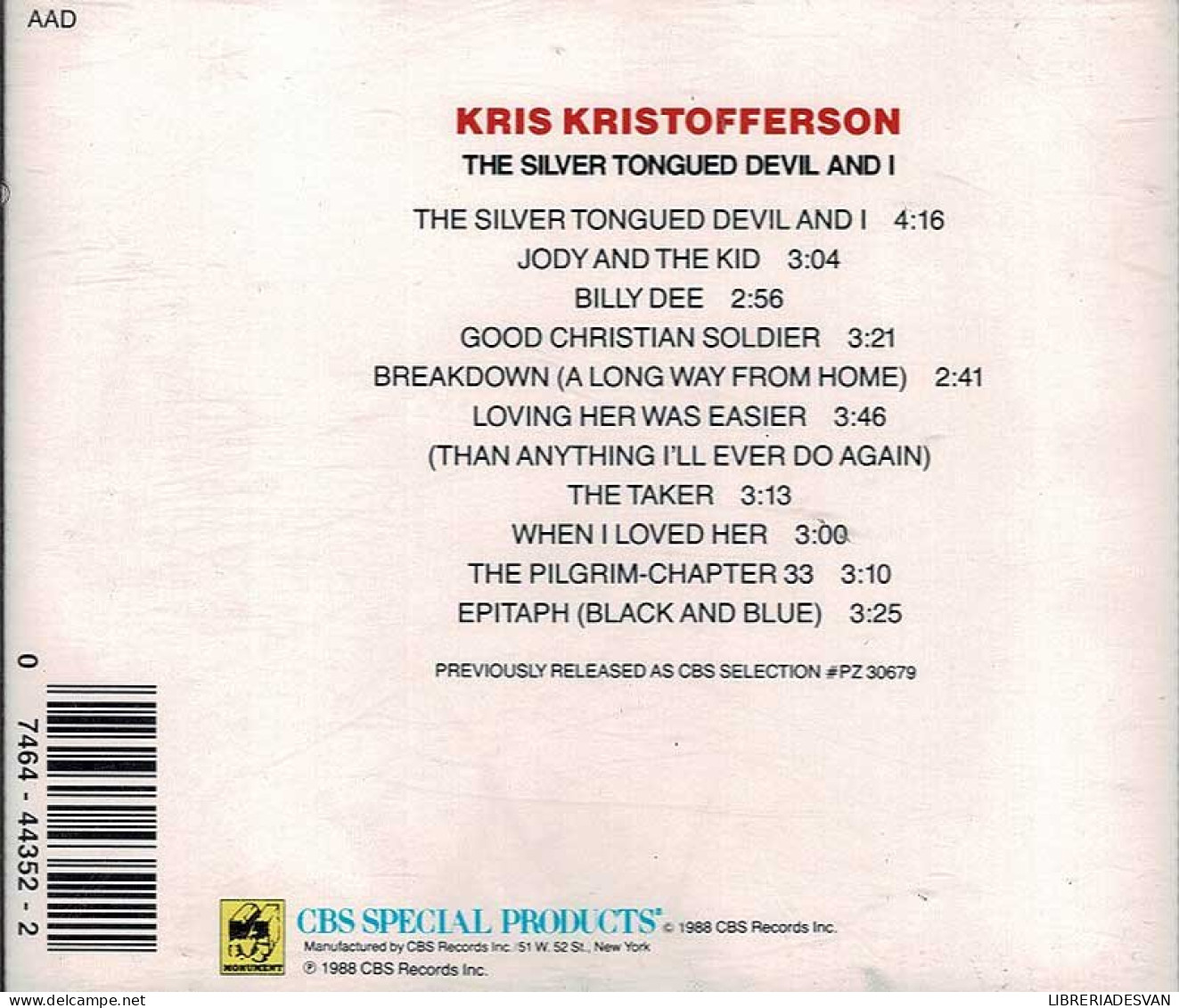 Kris Kristofferson - The Silver Tongued Devil And I. CD - Country & Folk