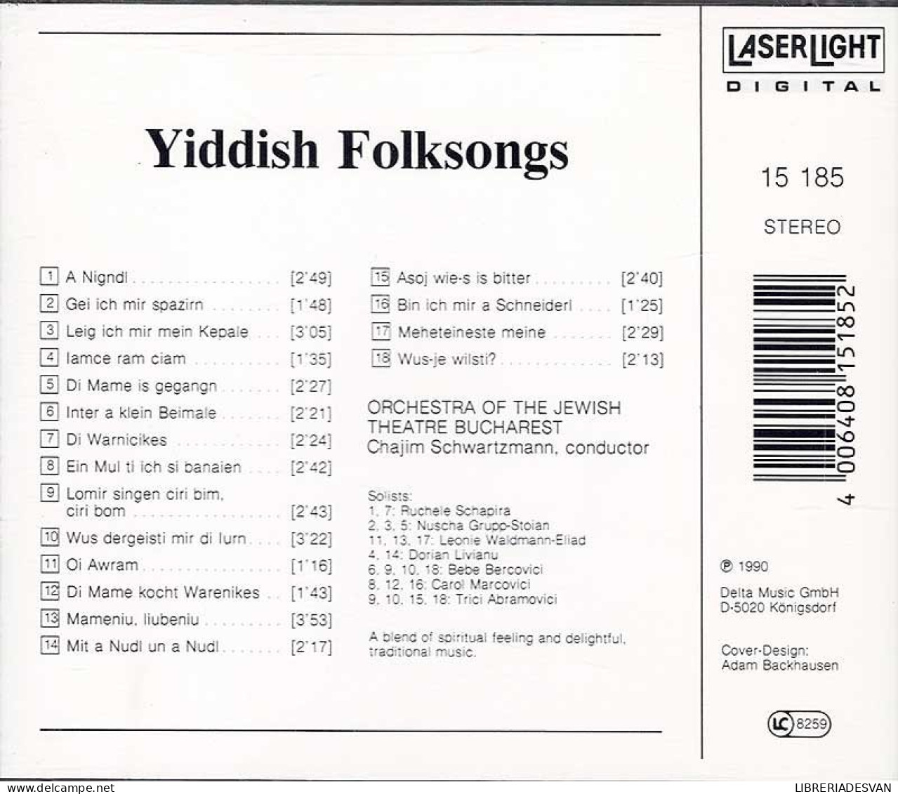 Orchestra Of The Jewish Theatre Bucharest - Yiddish Folksongs. CD - Country Et Folk