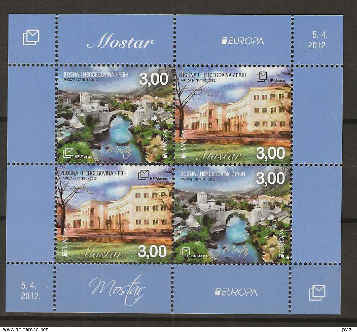 2012 MNH Bosnia Croatian Mail Block - 2012