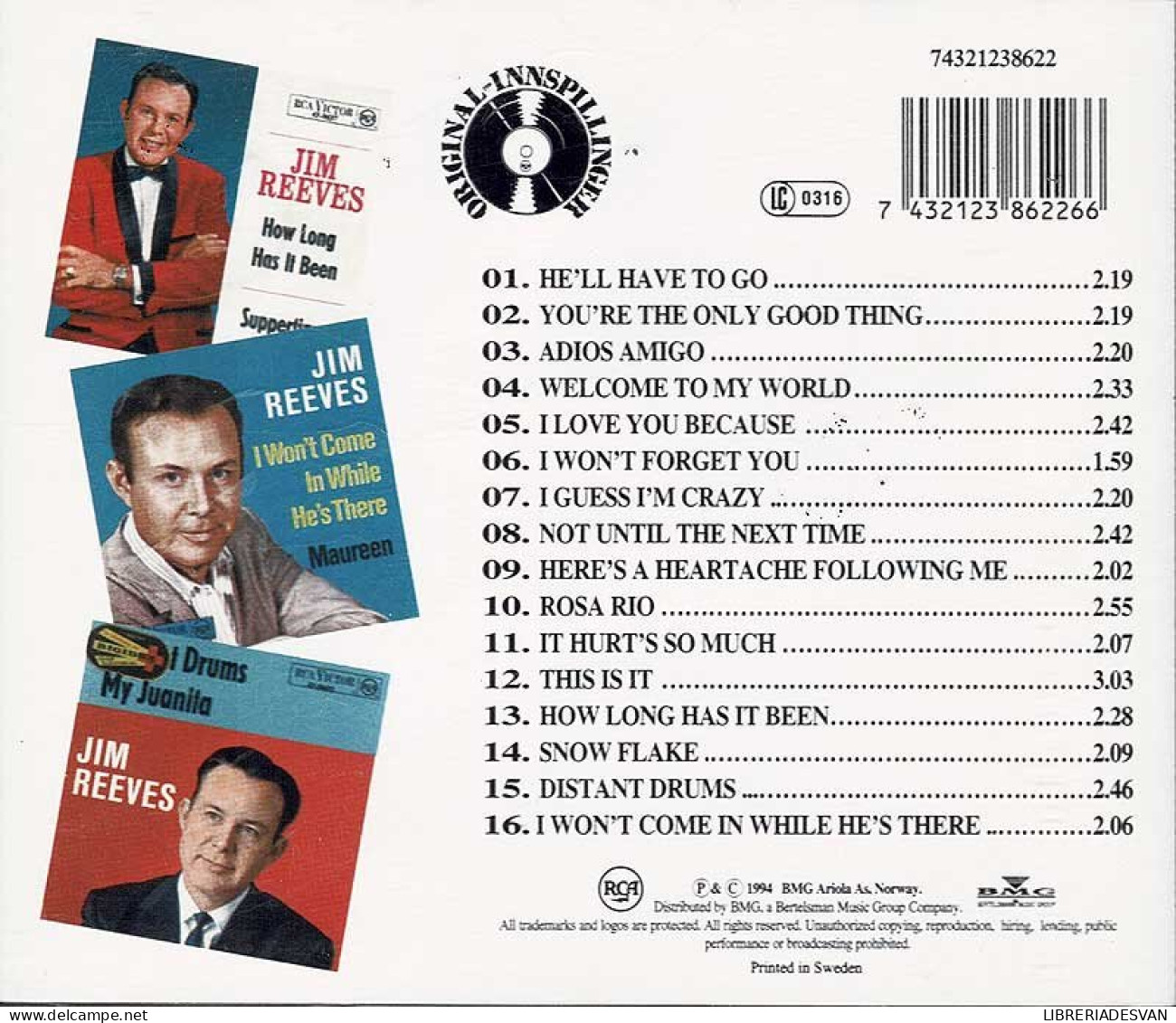 Jim Reeves - Norske Hits. CD - Country En Folk