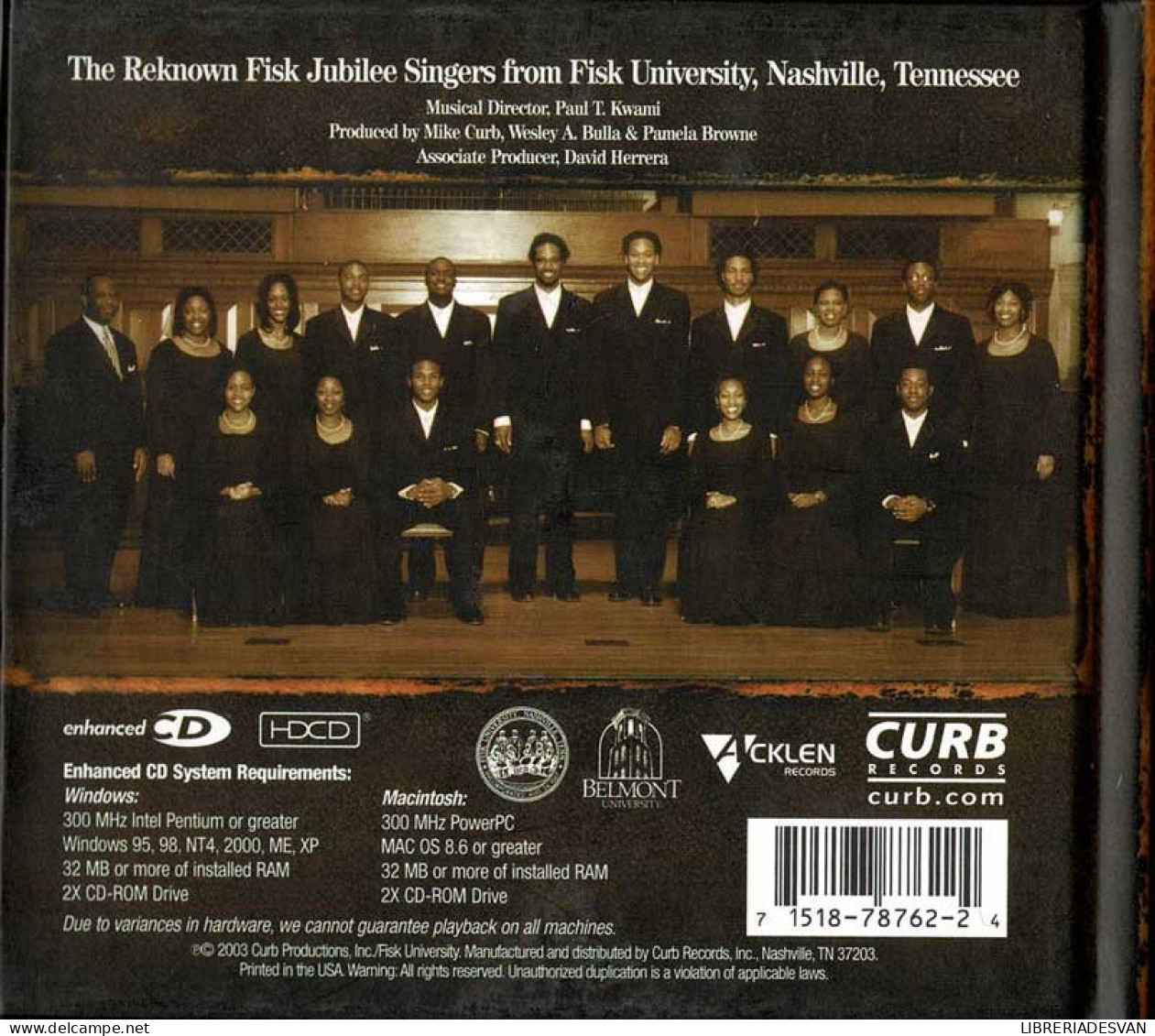 The Fisk Jubilee Singers - In Bright Mansions. CD - Country Y Folk