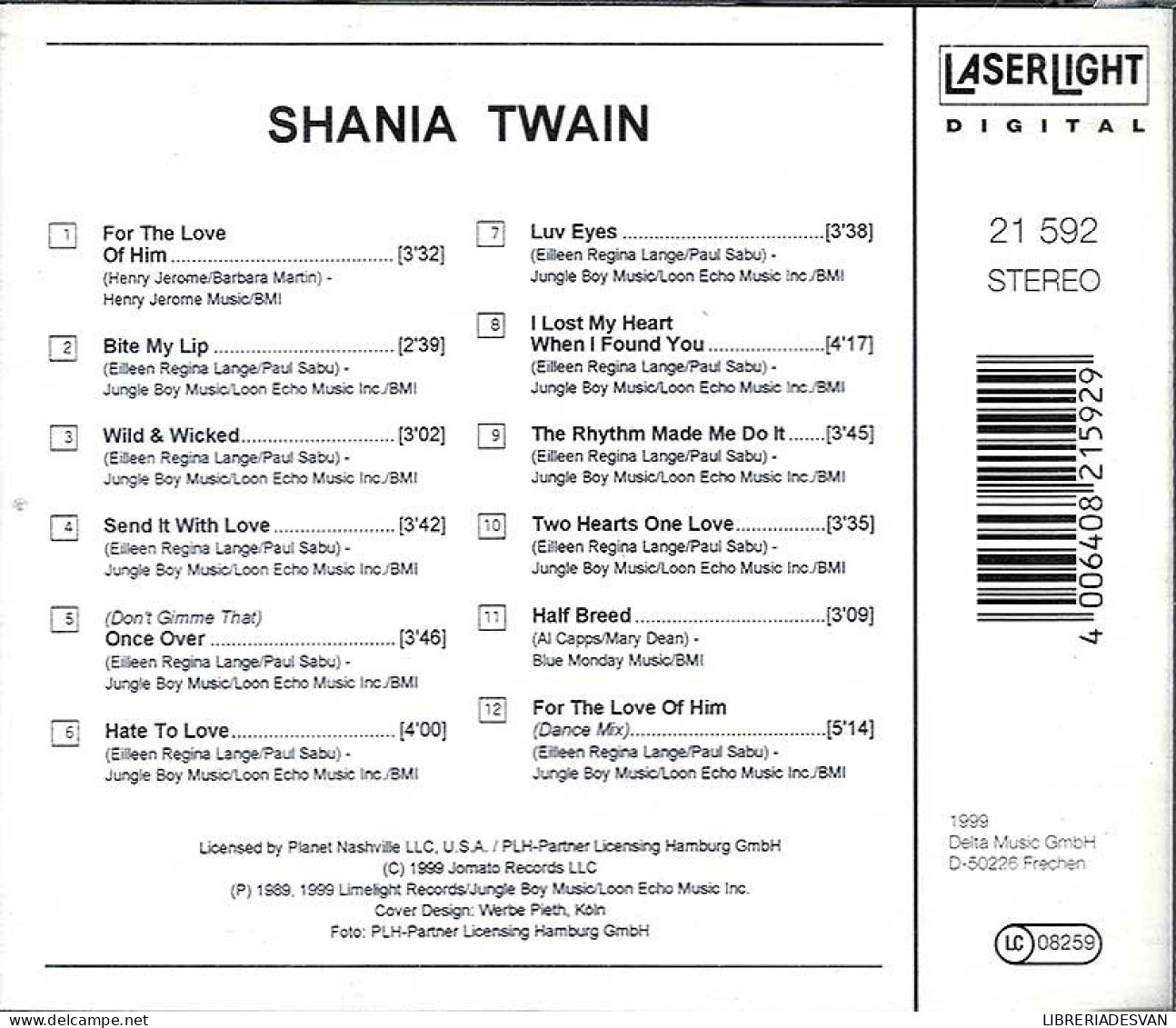 Shania Twain - For The Love Of Him. CD - Country Et Folk