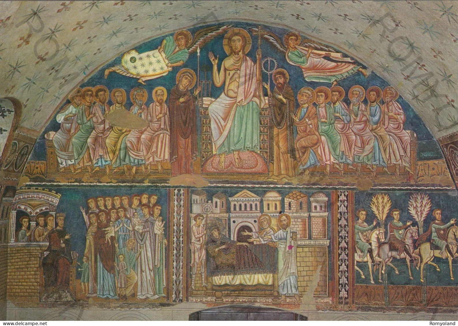 CARTOLINA  C3 ROMA,LAZIO-BASILICA SS.QUATTRO CORONATI-CRISTO GIUDICE TRA LA MADONNA E S.GIOVANNI-AFFRESCO-VIAGGIATA 1983 - Iglesias