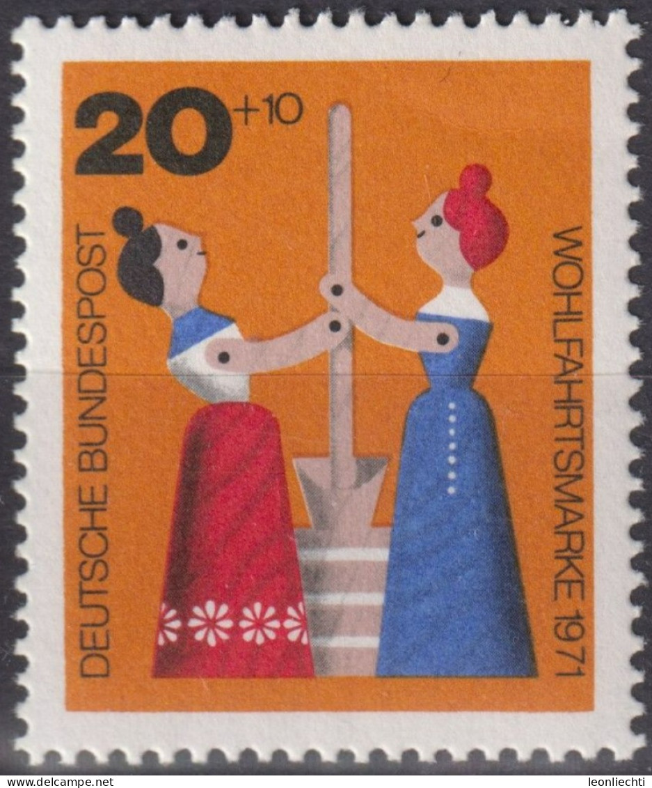 1971 Deutschland > BRD, ** Mi:DE 705, Sn:DE B476, Yt:DE 551, Butterfrauen, Für Die Wohlfahrt - Poppen