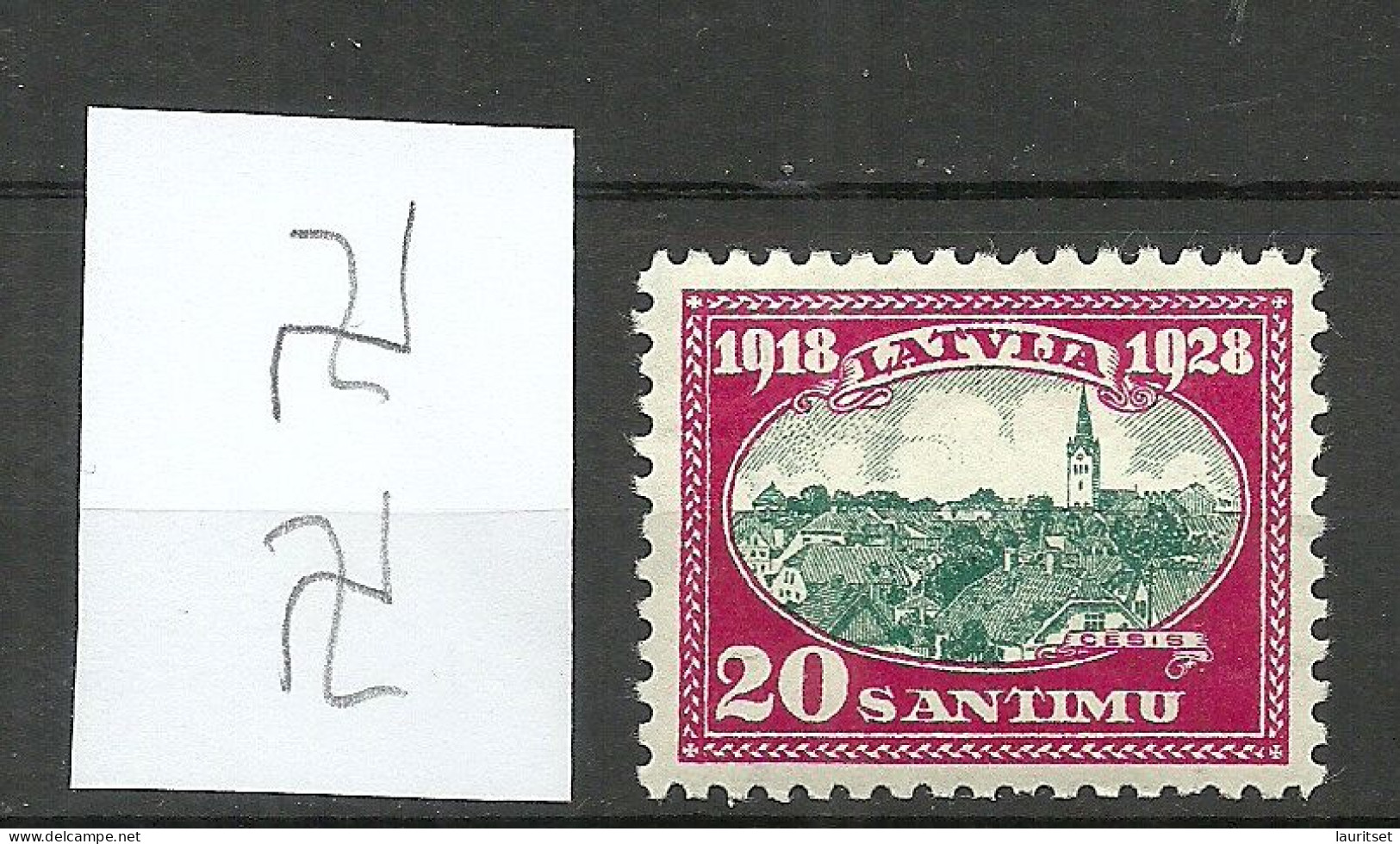 LETTLAND Latvia 1928 Michel 134 WM Inverted Vertical * - Lettland