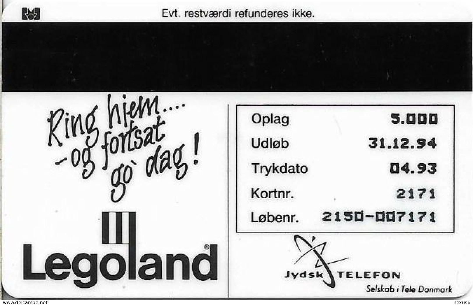 Denmark - Jydsk - Legoland - TDJS015 - 04.1993, 50kr, 5.000ex, Used - Denemarken