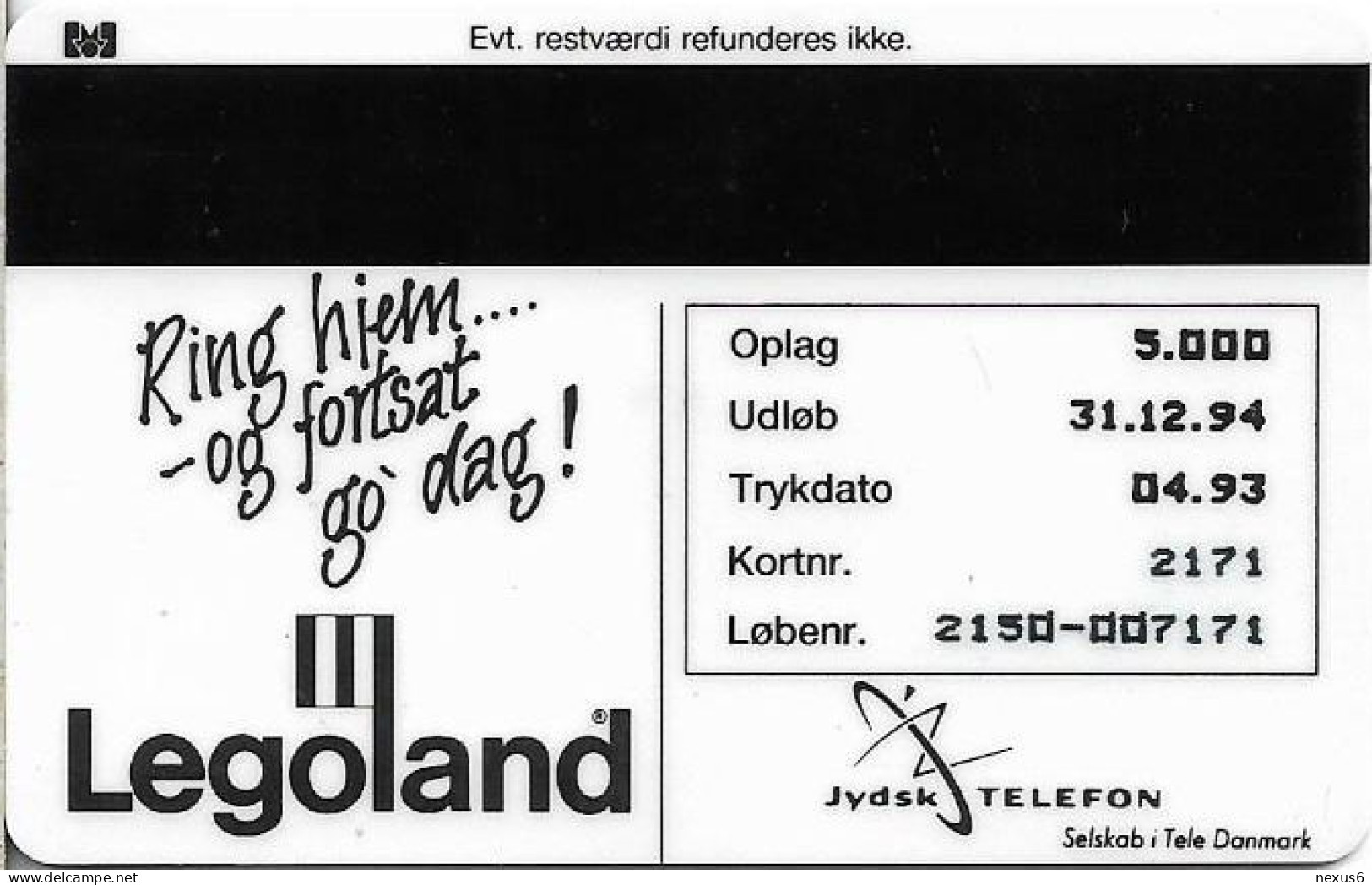 Denmark - Jydsk - Legoland - TDJS015 - 04.1993, 50kr, 5.000ex, Used - Danimarca